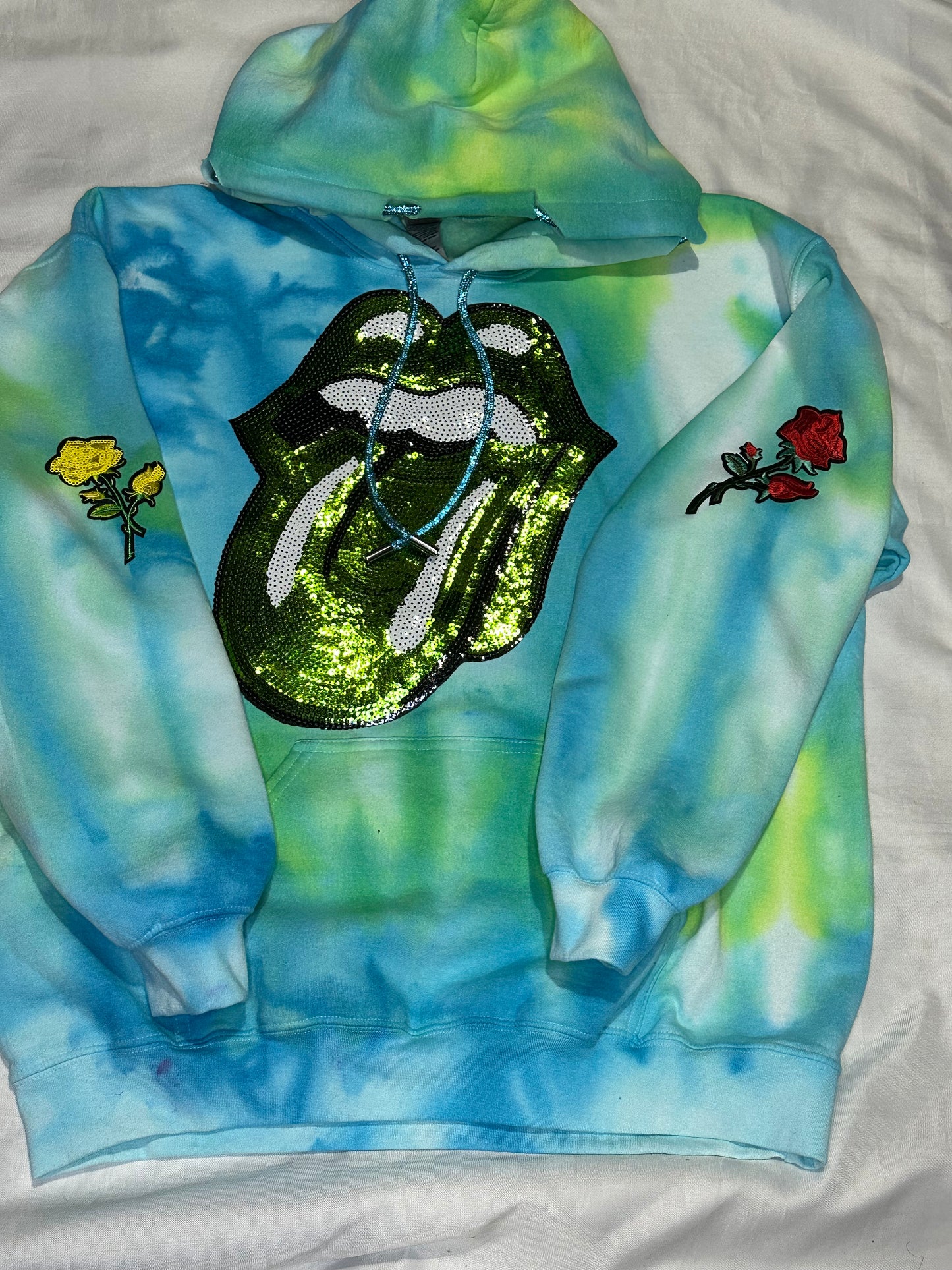 Blue/Green Tie-Dyed Hoodie