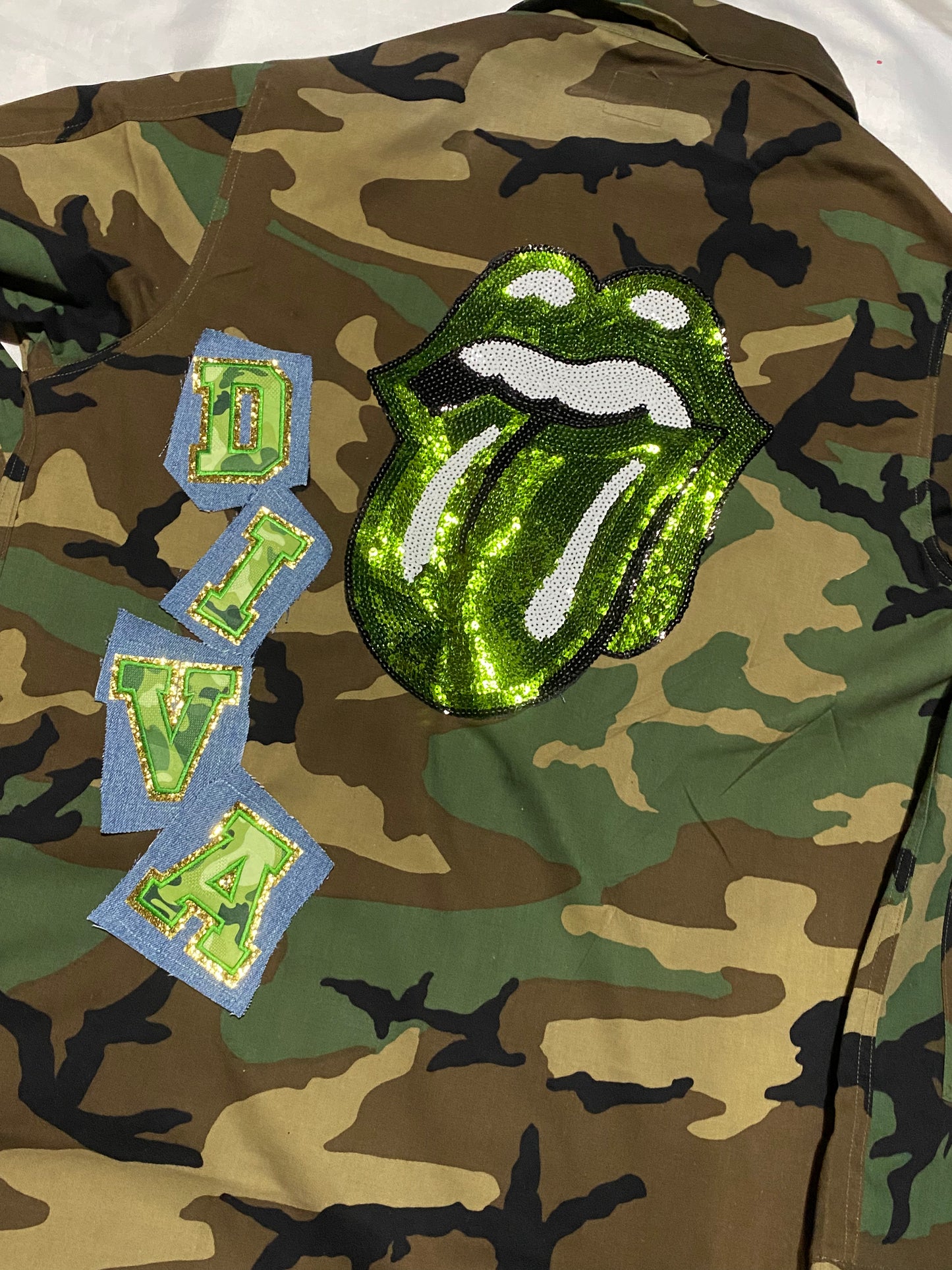 Green Lips and Diva Camouflage jacket