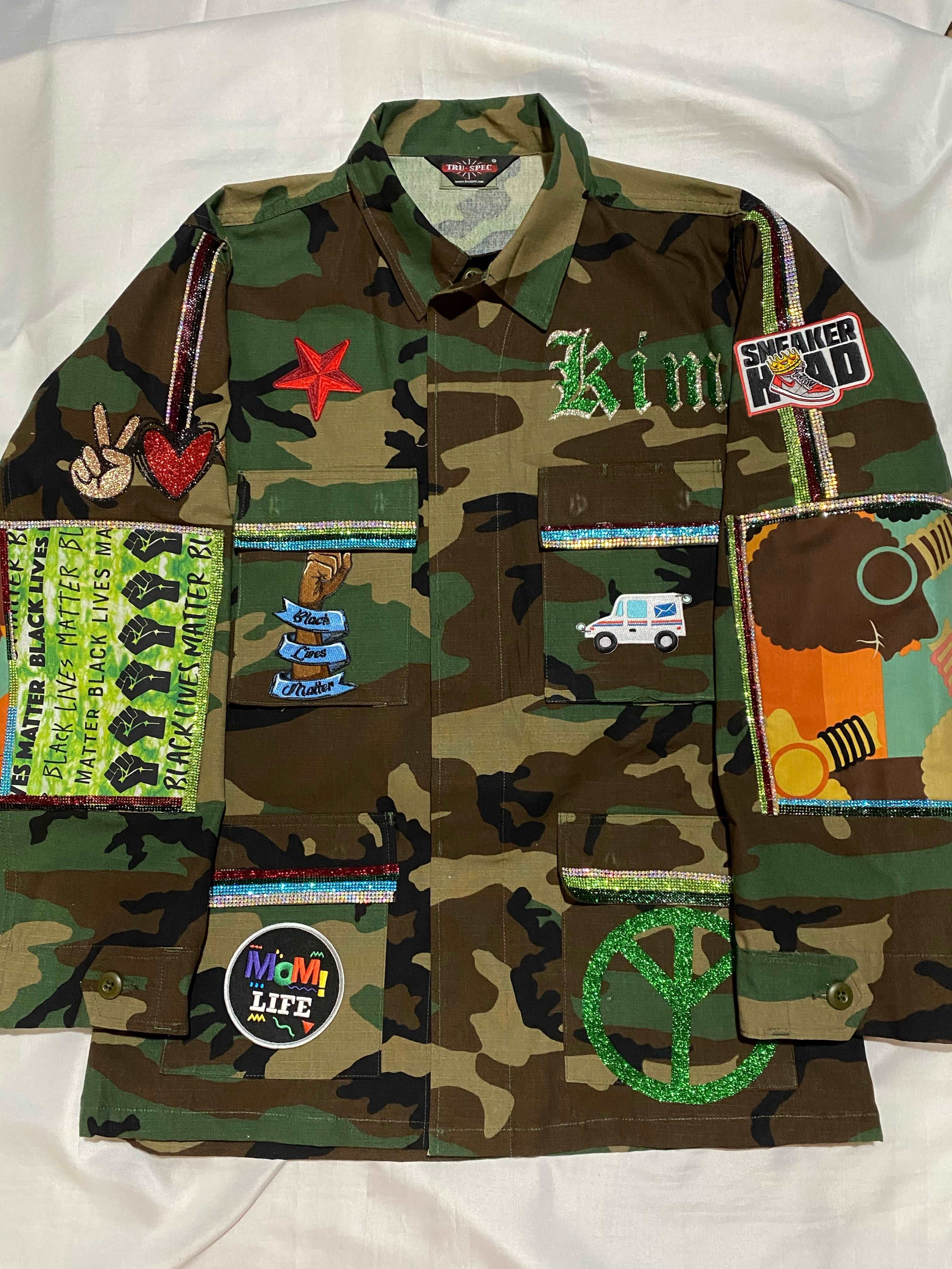 Custom design camo shops jacket medium short